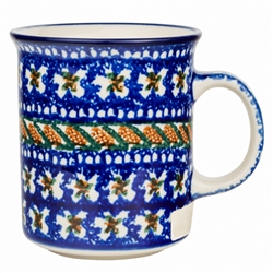 Polish Pottery 8 oz. Everyday Mug. Hand made in Poland. Pattern U330 designed by Anna Pasierbiewicz.