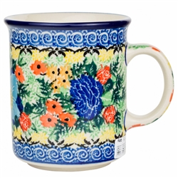 Polish Pottery 8 oz. Everyday Mug. Hand made in Poland. Pattern U4683 designed by Teresa Liana.