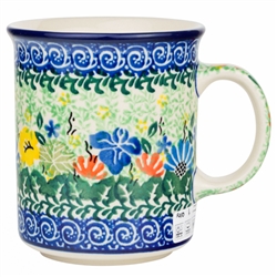 Polish Pottery 8 oz. Everyday Mug. Hand made in Poland. Pattern U2322 designed by Maria Starzyk.