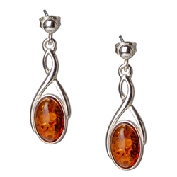 Honey Amber Teardrop Earrings. Size Approx 1.25" x 0.5".
Amber is soft, only slightly harder than talc, and should be treated with care.