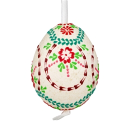 These beautifully designed and executed naturally speckled turkey eggs are hand made by our Polish folk artist from Torun, Poland. The technique used is called wax embossing which is similar to the batik method of decorating pisanki using several layers