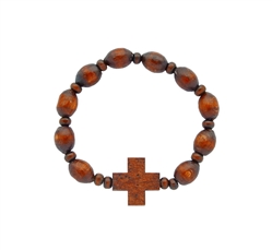 10 rosary bracelet, made of  wooden beads on an elastic band.