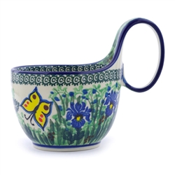 Polish Pottery 14 oz. Soup Bowl with Handle. Hand made in Poland. Pattern U2211 designed by Teresa Liana.