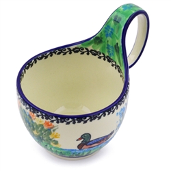 Polish Pottery 14 oz. Soup Bowl with Handle. Hand made in Poland. Pattern U2734 designed by Teresa Liana.