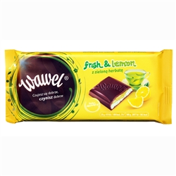 Wawel chocolates are made in Krakow. This is a rich dark chocolate bar with lemon and green tea filling.