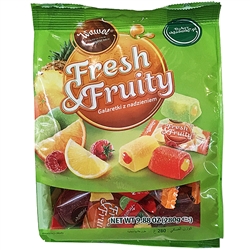 Fresh & Fruity is ideal for fans of original and unique flavors. Fresh & Fruity is a unique combination of jelly and sweet fruity filling, coated in fine sugar.
Its a perfect option for everyone who loves light, fruity nibbles. Fresh & Fruity are