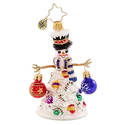 Who needs a tree? Not our snowman friend, that is for sure! He is decked out for the season in his Christmas best, with arms outstretched for frosty holiday hugs!