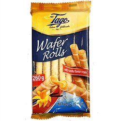 Tago Wafer Rolls With Vanilla Cream Filling 260g/9.1oz.