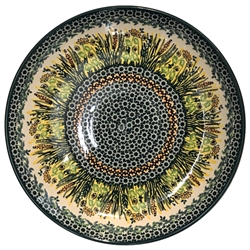 Polish Pottery 10.5" Dinner Plate. Hand made in Poland. Pattern U4329 designed by Krystyna Dacyszyn.