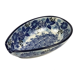 Polish Pottery 5" Spoon Rest. Hand made in Poland. Pattern U4646 designed by Maria Starzyk.