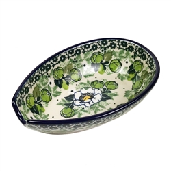 Polish Pottery 5" Spoon Rest. Hand made in Poland. Pattern U4749 designed by Maria Starzyk.