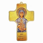 Gold Bless This Home in Polish on a hanging cross card. Suitable for framing of hang as is. Size is approx 4.5" x 6.75". Made In Poland