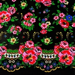 Goral Black Flowered Fabric 100% Cotton 64" Wide