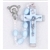 Polish Art Center - 18" Blue Oval Plastic Bead Rosary with Matching Color Crucifix Fine Quality Imported from Italy with Quadruple Link