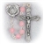 Polish Art Center - 20"  6mm Genuine Rose Quartz Round Beads with Deluxe Silver Oxidized Crucifix and Center.  It comes with a Deluxe Velvet Box