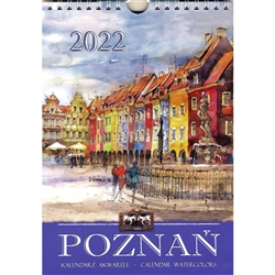 This beautiful small format spiral bound wall calendar features the works of Polish artist Katarzyna Tomala. 12 scenes from Poznan in watercolours