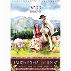 This beautiful large format spiral bound wall 14 month calendar features the works of Polish artist Katarzyna Tomala. 14 scenes from the Podhale region in watercolours.