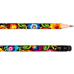 Beautiful folk design. Perfect for gifts.  Standard No.2 pencil with eraser7.5" long