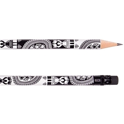 Beautiful folk design. Perfect for gifts.  Standard No.2 pencil with eraser.
&#8203;7.5" long