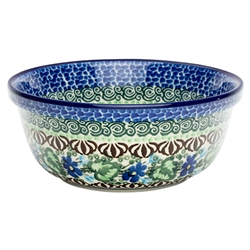 Polish Pottery 6" Cereal/Berry Bowl. Hand made in Poland. Pattern U2957 designed by Zofia Spychalska.