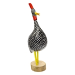 Hand Carved And Painted Polish Funky Guinea fowl 7.75"