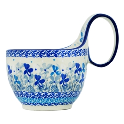 Polish Pottery 14 oz. Soup Bowl with Handle. Hand made in Poland. Pattern U4954 designed by Teresa Liana.