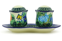 Polish Pottery 7" Salt and Pepper Set. Hand made in Poland. Pattern U2211 designed by Teresa Liana.