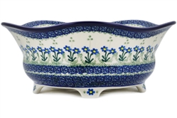 Polish Pottery 12" Footed Serving Bowl. Hand made in Poland and artist initialed.