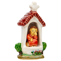The Polish countryside is home to numerous wayside religious shrines.
Here is our artist's delightful rendition of one dedicated to Mary and Child. Hand made and painted by Polish folk artists Anna and Rajmund Kicman.