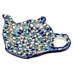 Polish Pottery 5" Tea Bag Plate. Hand made in Poland. Pattern U4748 designed by Teresa Liana.