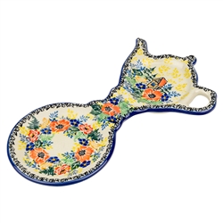 Polish Pottery Tea Bag and Cup Holder. Hand made in Poland. Pattern U4018 designed by Maria Starzyk.