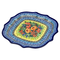 Polish Pottery 10.5" Fluted Luncheon Plate. Hand made in Poland. Pattern U4779 designed by Teresa Liana.