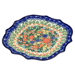 Polish Pottery 10.5" Fluted Luncheon Plate. Hand made in Poland. Pattern U4865 designed by Maria Starzyk.