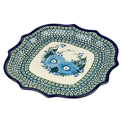 Polish Pottery 10.5" Fluted Luncheon Plate. Hand made in Poland. Pattern U3073 designed by Maryla Iwicka.