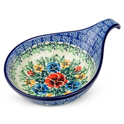 Polish Pottery 7" Condiment Dish. Hand made in Poland. Pattern U3801 designed by Anna Fryc.