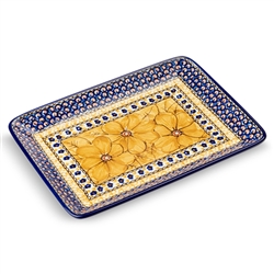 Polish Pottery 9" Serving Tray. Hand made in Poland. Pattern U408B designed by Jacek Chyla.