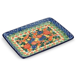 Polish Pottery 9" Serving Tray. Hand made in Poland. Pattern U4865 designed by Maria Starzyk.