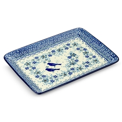 Polish Pottery 9" Serving Tray. Hand made in Poland. Pattern U4781 designed by Teresa Liana.