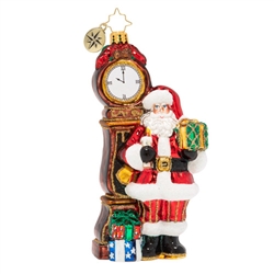 Is it time for Christmas celebrations? Santa checks out this elegant grandfather clock to make sure he doesnï¿½t open gifts too early!