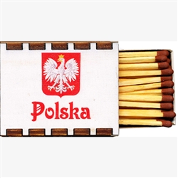 Wooden box of approx 35 wooden safety matches.  Box is approx. 1.6" x 2". Reverse side has a large magnet attached. Made In Poland. For shipment within the USA only.