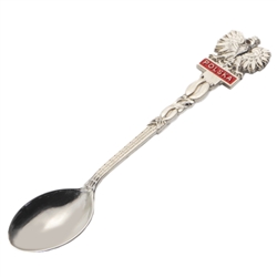 Souvenir spoon featuring the Polish Eagle above the word Polska. Packed in a plastic presentation box with a clear top.  Size is approx 5" x 1".