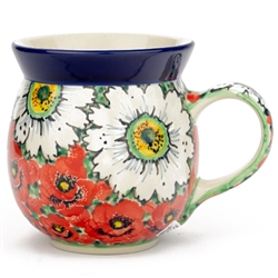 Polish Pottery 16 oz. Bubble Mug. Hand made in Poland. Pattern U4725 designed by Teresa Liana.