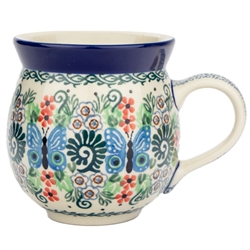 Polish Pottery 11 oz. Bubble Mug. Hand made in Poland. Pattern U1828 designed by Krystyna Deptula.