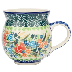 Polish Pottery 11 oz. Bubble Mug. Hand made in Poland. Pattern U3195 designed by Barbara Fidelus.