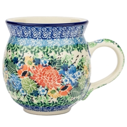 Polish Pottery 11 oz. Bubble Mug. Hand made in Poland. Pattern U1754 designed by Maria Starzyk.