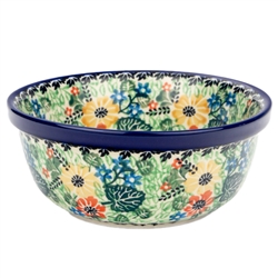 Polish Pottery 6" Cereal/Berry Bowl. Hand made in Poland. Pattern U2694 designed by Barbara Makiela.
