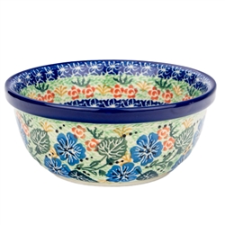 Polish Pottery 6" Cereal/Berry Bowl. Hand made in Poland. Pattern U2684 designed by Barbara Makiela.