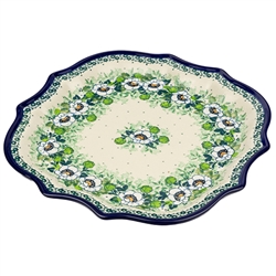 Polish Pottery 10.5" Fluted Luncheon Plate. Hand made in Poland. Pattern U4749 designed by Maria Starzyk.