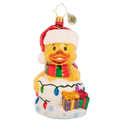 Christmas brings loved ones together, if we are lucky. Here's to hoping that every minute of your Christmas day is just ducky!  DIMENSIONS: 4.5 in (H) x 2.3 in (L) x 3 in (W)