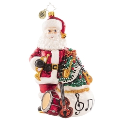 Santa is ready to perform all your favorite holiday tunes! He is sure to have you Jingle Bell Rockin' around your Christmas tree all season long. DIMENSIONS: 7 in (H) x 3.75 in (L) x 3.75 in (W)